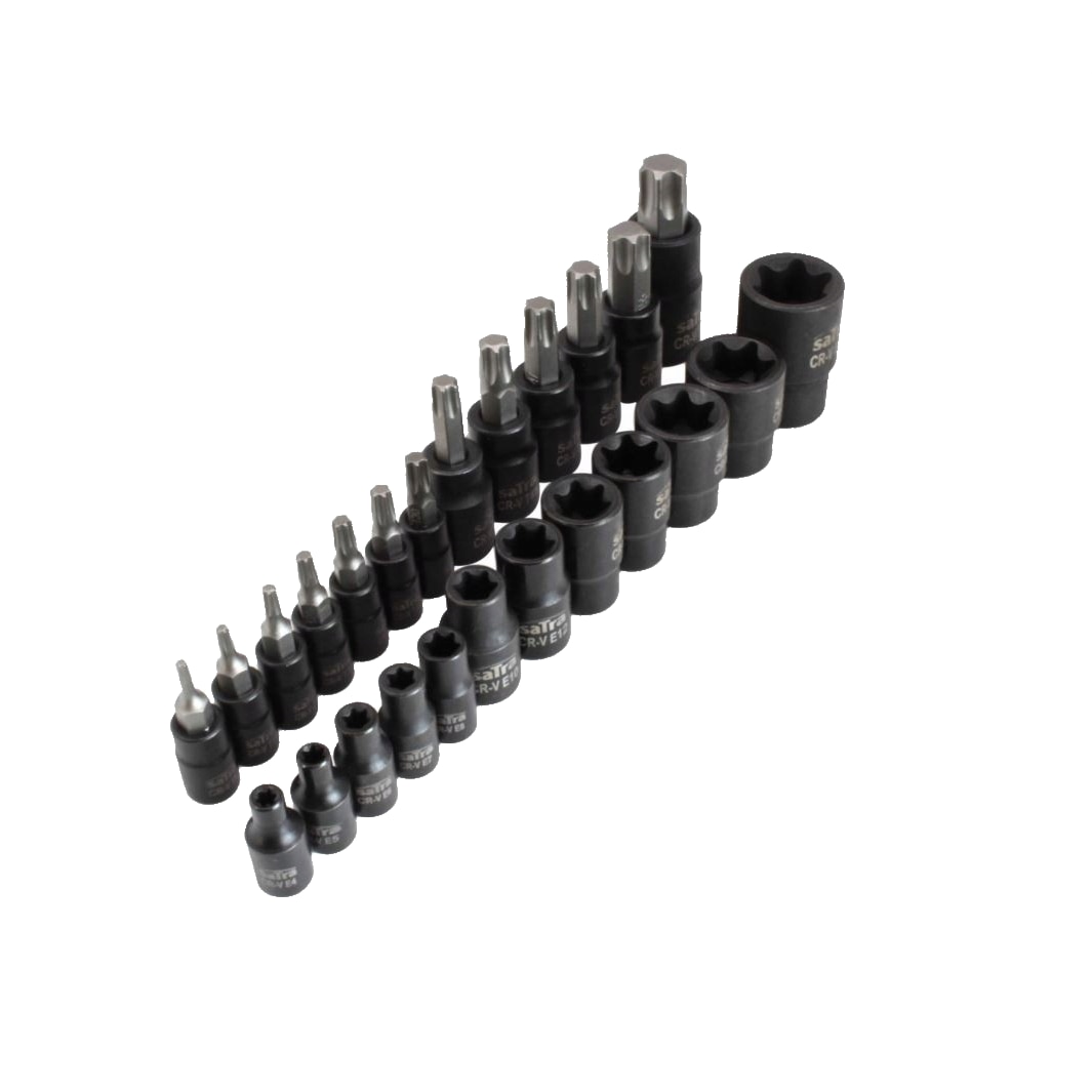 Комплект ключове, накрайници Torx, E-Torx, 1/4" 3/8" 1/2", 25 части ...