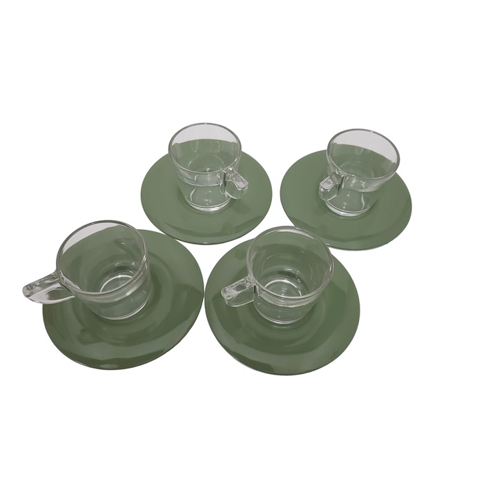 Set de 4 cesti de cafea cu farfurioara Eat Pop 12 x 12 x H6,5 cm 10cl fiecare - verde salvie