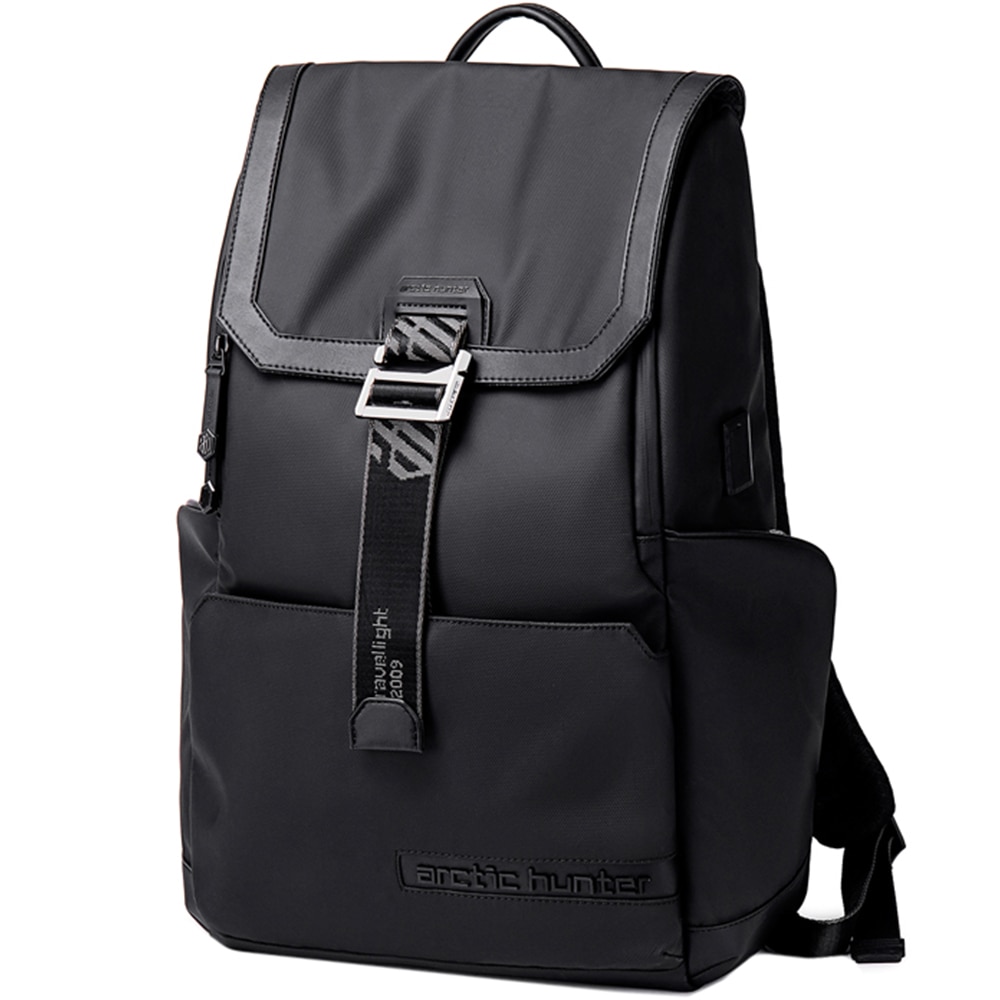Rucsac laptop 15.6 inch, port USB, si USB-C, rezistent la apa, buzunar antifurt, buzunare laterale izolate termic ARCTIC HUNTER, B00428BK, Negru