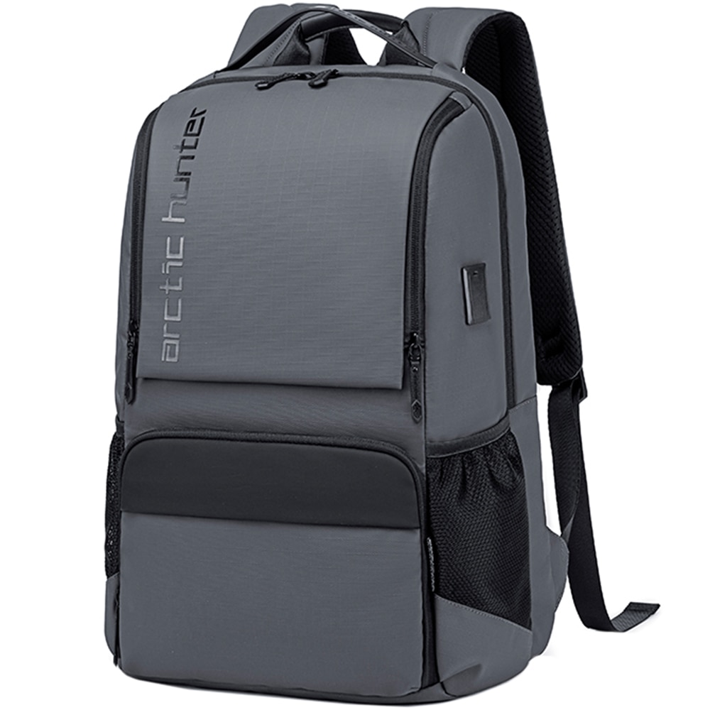 Rucsac laptop 15.6 inch, port USB, si USB-C, rezistent la stropi de apa, sistem fixare pe valiza, interior bine compartimentat, ARCTIC HUNTER, B00532GY, Gri