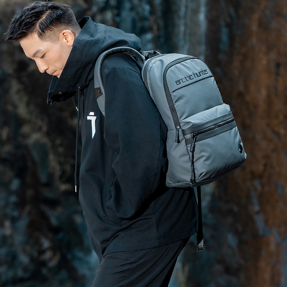 Rucsac casual, compartiment laptop 15.6 inch, tableta 9.7 inch, rezistent la apa, sistem fixare pe valiza, ARCTIC HUNTER, B00536GY, Gri