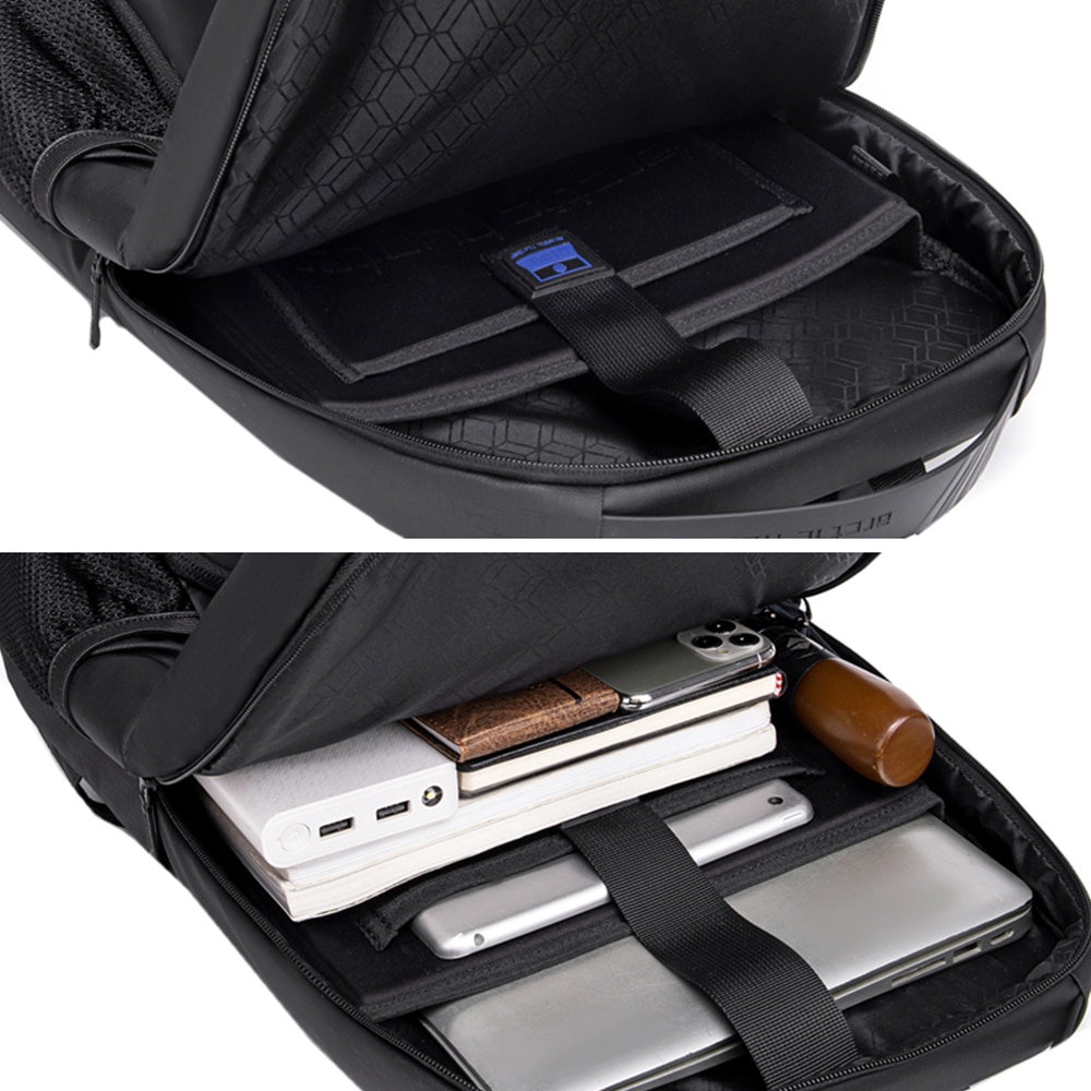 Rucsac laptop 15.6 inch, port USB, si USB-C, rezistent la stropi de apa, sistem fixare pe valiza, interior bine compartimentat, ARCTIC HUNTER, B00532BK, Negru