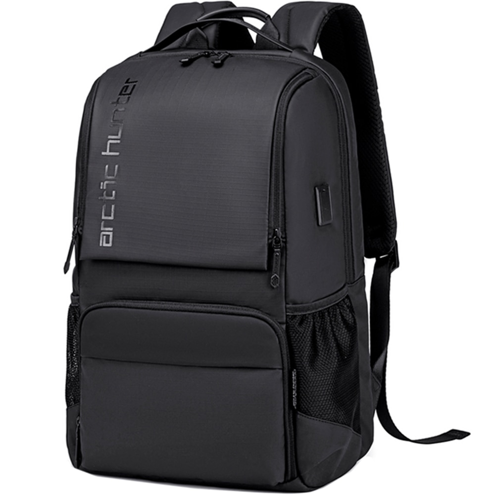 Rucsac laptop 15.6 inch, port USB, si USB-C, rezistent la stropi de apa, sistem fixare pe valiza, interior bine compartimentat, ARCTIC HUNTER, B00532BK, Negru