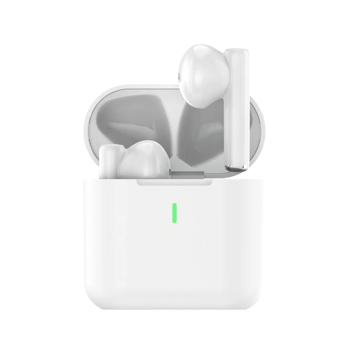 Bluetooth слушалки, безжично аудио, чист звук, удобен дизайн, дълъг живот на батерията, USB C порт, бързо зареждане, Bluetooth V5.0, бял