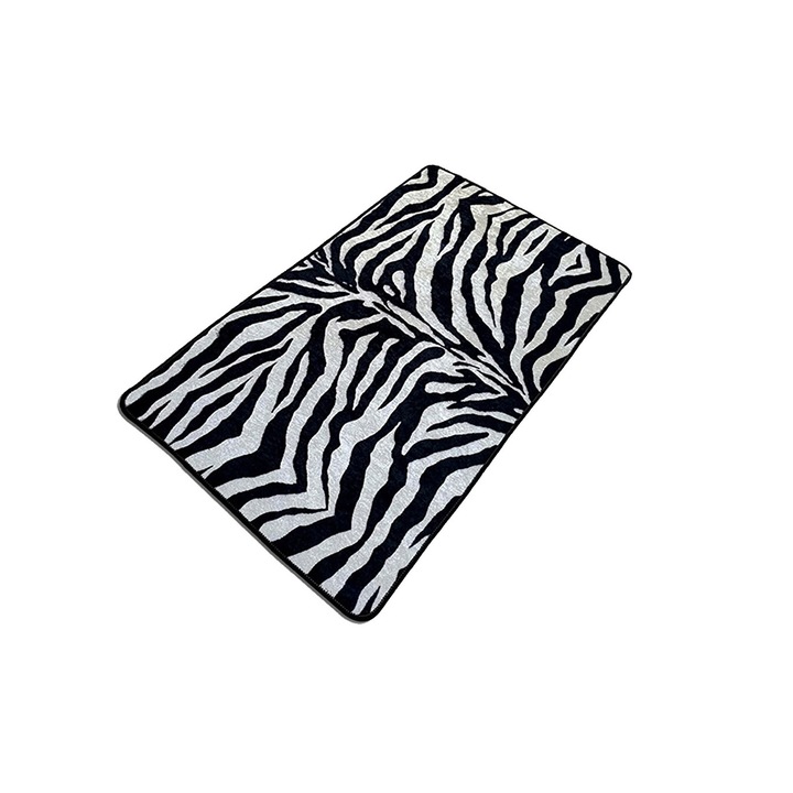 Covoras pentru baie Striped, Negru/Alb 80X100 cm