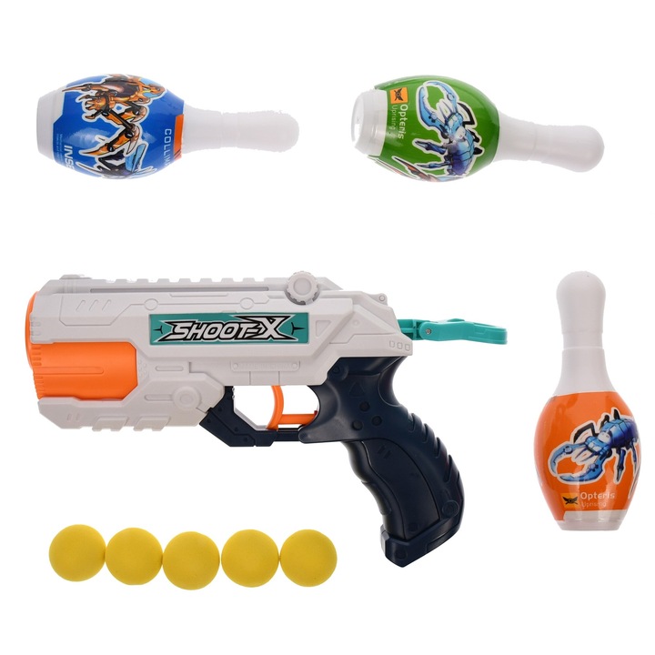 Foam Strike pisztolyjátékkészlet 3 pattanóval és labdával, Toi-Toys