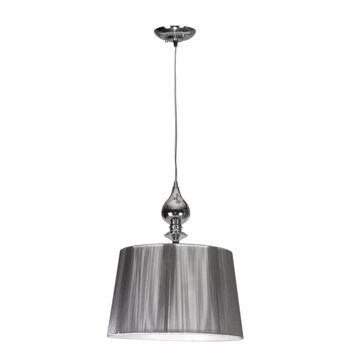 Pendul GILLENIA, 1X60W E27, Silver, with Fabric Shade