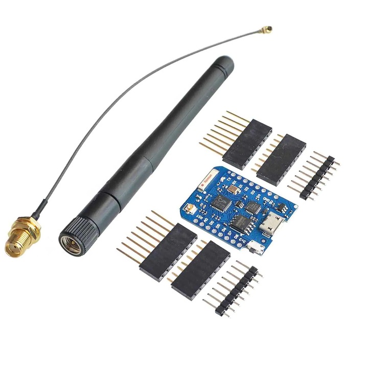 Placa de dezvoltare compatibila WeMos ESP8266EX D1 Mini Pro Wireless, CP2104, cu antena externa Wifi