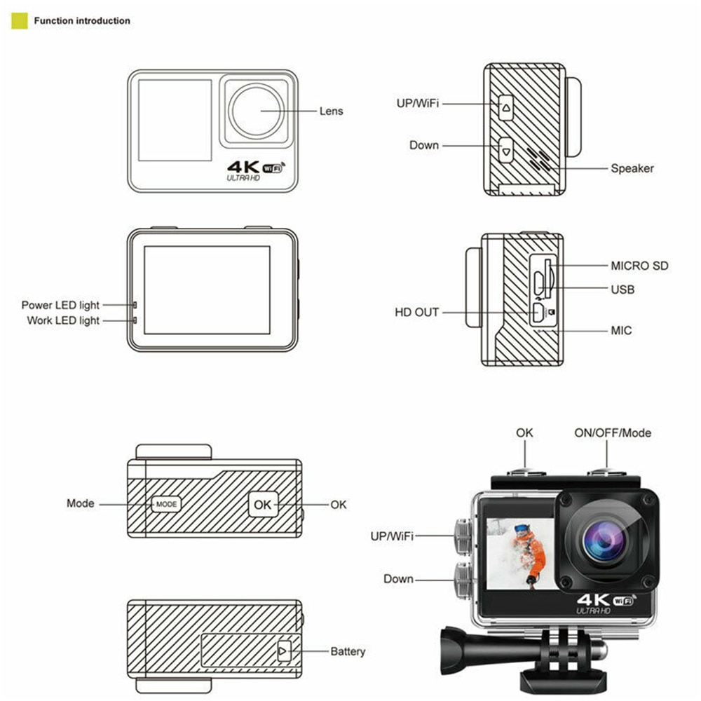 IdealStore Action Cam24 akciókamera, 24 MP, WiFi kapcsolat, 4K ultra HD ...