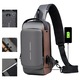 Мъжка чанта за през рамо, SDLOGAL, Crossbody, с USB поддръжка за зареждане, джоб против кражба, водоустойчив, скрит джоб за карти, Черен/Кафяв