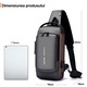 Мъжка чанта за през рамо, SDLOGAL, Crossbody, с USB поддръжка за зареждане, джоб против кражба, водоустойчив, скрит джоб за карти, Черен/Кафяв
