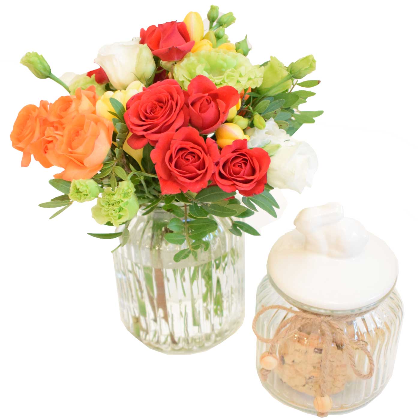 Aranjament floral de primavara si cookies