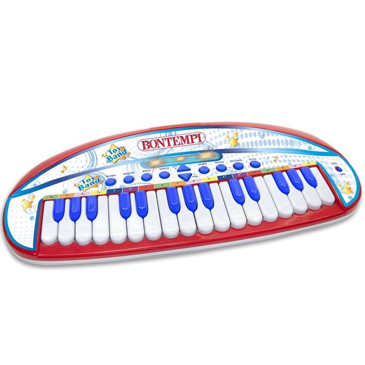 Bontempi gyerekjáték, 193102, Elektronikus szintetizátor, piros, 31 gomb