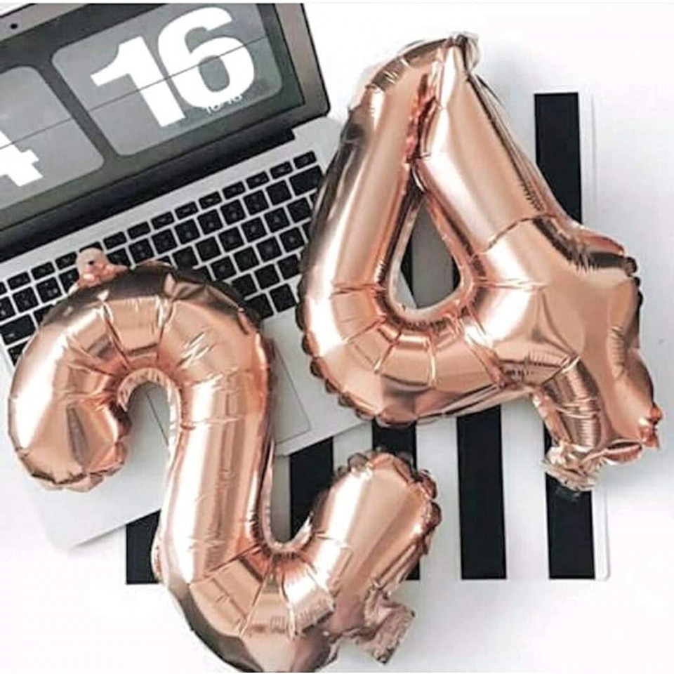 Feelairy Balloons Number 24 Rose Gold Foil Balloon Number 24