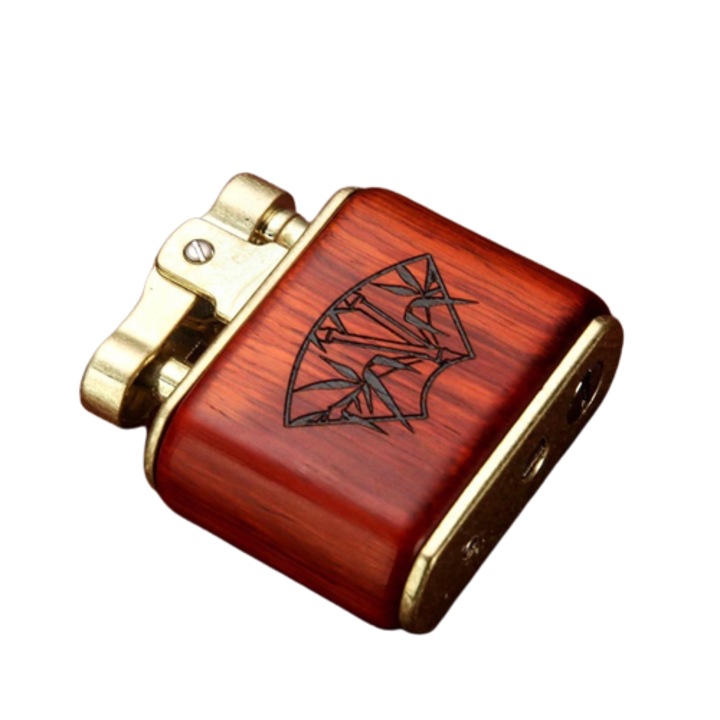 Бензинова запалка в ретро стил, красива мантия от секвоя, мотив бамбуково дърво