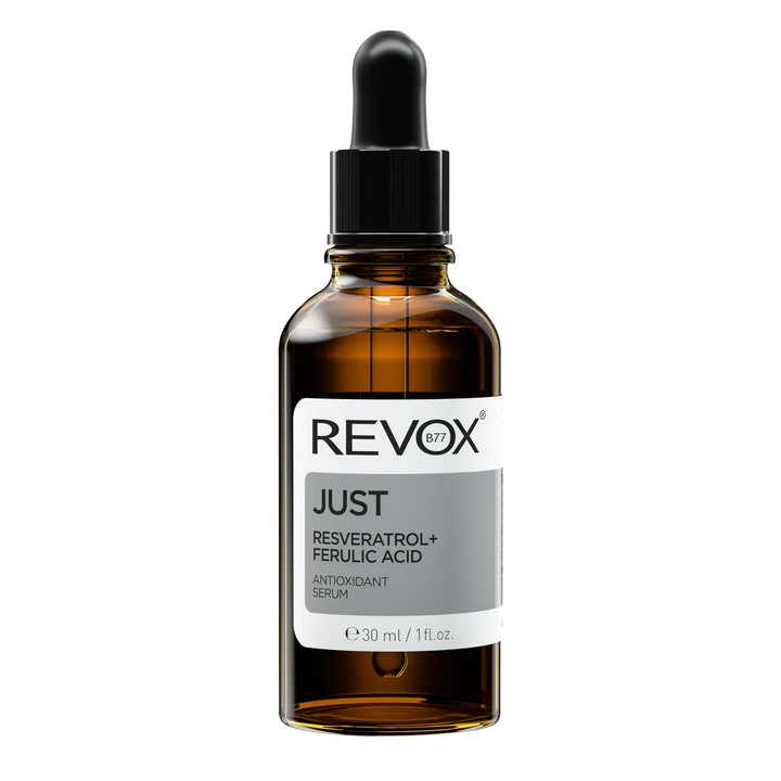 Ser antioxidant cu Resveratrol si Acid Ferulic pentru fata si gat, Revox, 30 ml