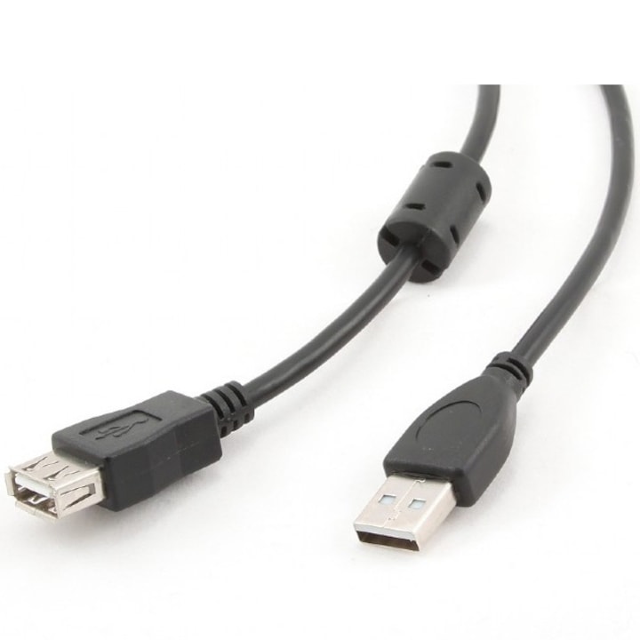 Cablu USB prelungitor, Spacer, USB 2.0 (T) la USB 2.0 (M) , 1.8m, negru