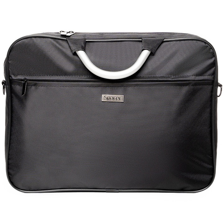 Чанта за лаптоп макс. 15.6" Spacer, 1 отделение, Преден джоб, Алуминиеви дръжки, Водоустойчива, Найлон, Черен