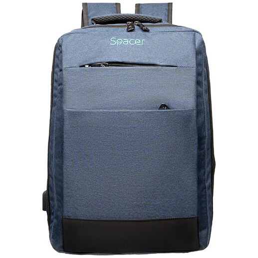 Rucsac New York pentru notebook, Spacer, 17 , compartiment laptop si compartiment calatorie, buzunar frontal, compartiment travel, troler strap,, waterproof, poliester, albastru