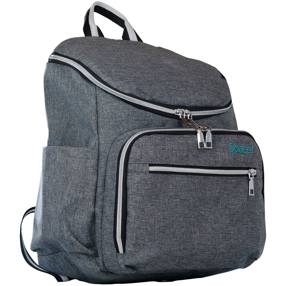 Rucsac Pumpkin, Spacer, 1 compartiment, buzunar frontal x 2, buzunar lateral x 2, buzunar dorsal cu fermoar, buzunar termoizolant detasabil, USB 2.0 (M)(pt. acces la Power Bank), fanta acces Casti, nylon, gri
