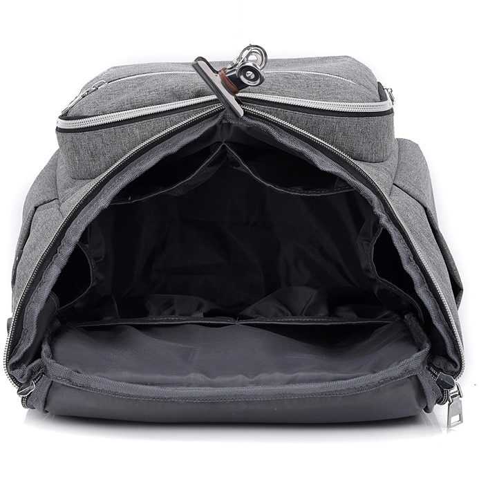 Rucsac Pumpkin, Spacer, 1 compartiment, buzunar frontal x 2, buzunar lateral x 2, buzunar dorsal cu fermoar, buzunar termoizolant detasabil, USB 2.0 (M)(pt. acces la Power Bank), fanta acces Casti, nylon, gri