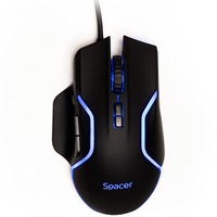 Mouse Alien Race, Spacer,gaming, cu fir, USB, optic, rezolutie ajustabila 12.000 dpi, butoane/scroll 8/1, iluminare RGB, negru