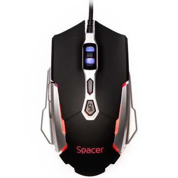 Mouse Pulsar Lite,Spacer, gaming, cu fir, USB, optic, rezolutie ajustabila 3.200 dpi, butoane/scroll 7/1, iluminare, negru
