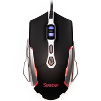 Mouse Pulsar Lite,Spacer, gaming, cu fir, USB, optic, rezolutie ajustabila 3.200 dpi, butoane/scroll 7/1, iluminare, negru