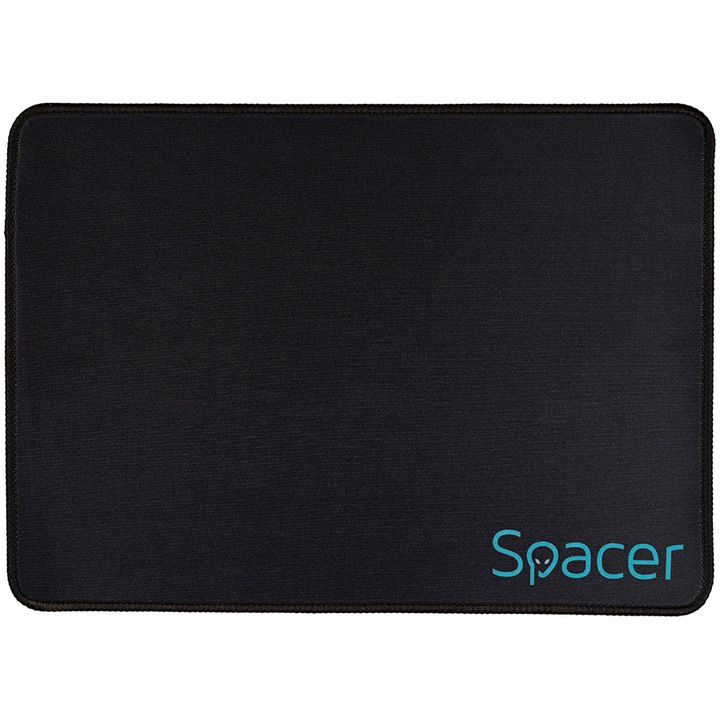 Mousepad gaming, Spacer, cauciuc si material textil, cusaturi anti-rupere, 450 x 400 x 3 mm, negru