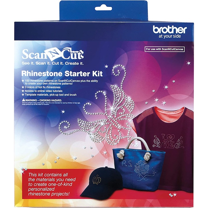 Комплект за начинаещи Brother ScanNCut с кристали, шаблони и шарки за персонализиране на дрехи CARSKIT1