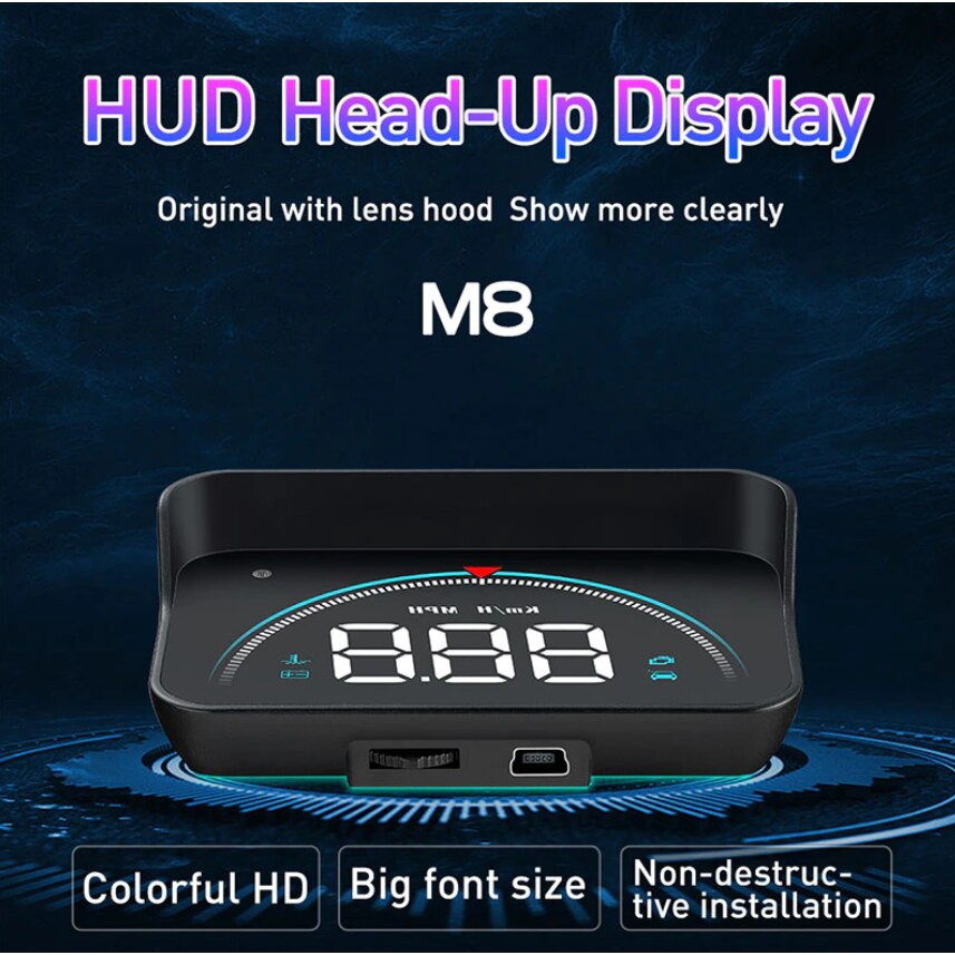 Head-up дисплей на предното стъкло, OBD2/OBD, Автоматична аларма, Черен ...