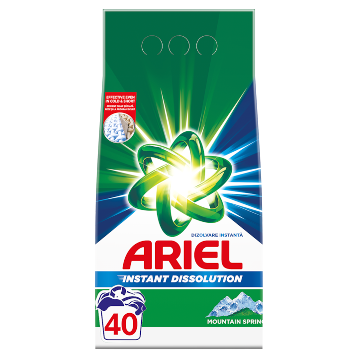 Detergent de rufe pudra Ariel Mountain Spring, 3kg, 40 spalari