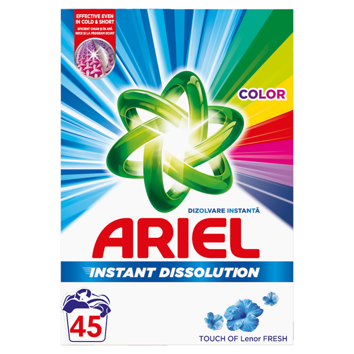 Прах за пране Ariel Touch на Lenor Fresh Box, 45 изпирания, 3.75 кг