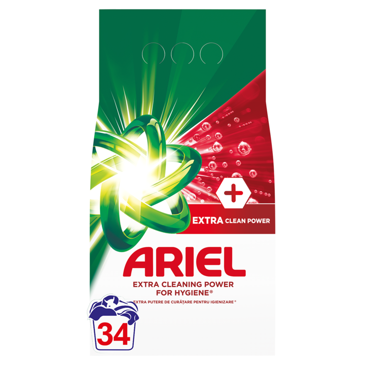 Прах за пране Ariel + Extra Clean Power, 2,55 кг, 34 изпирания