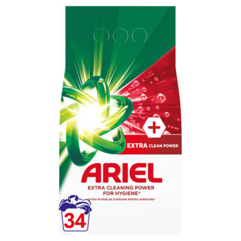 Detergent de rufe pudra Ariel +Extra Clean Power, 2.55kg, 34 spalari
