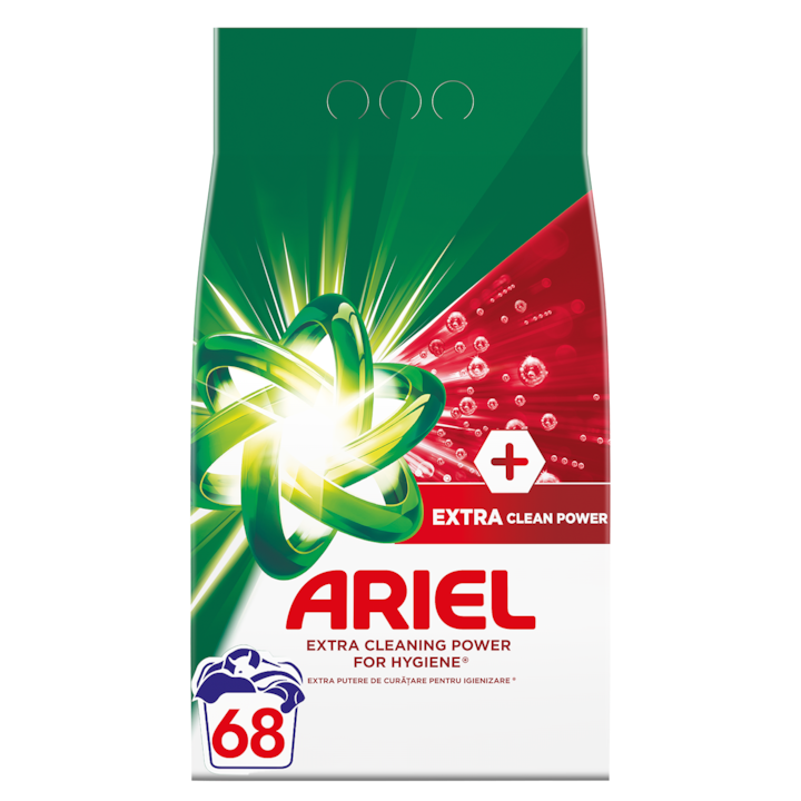 Detergent de rufe pudra Ariel +Extra Clean Power, 5.1kg, 68 spalari