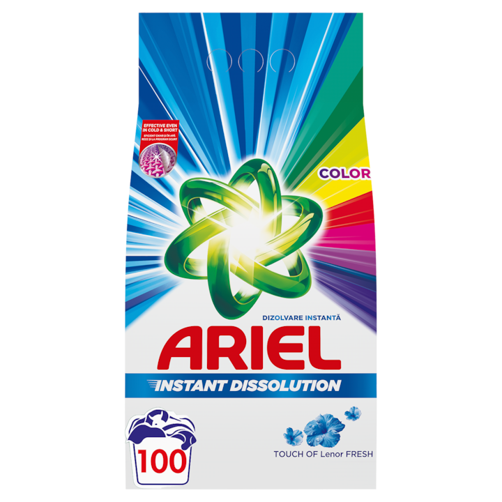 Прах за пране Ariel Touch of Lenor Fresh Color, 7,5 кг, 100 изпирания