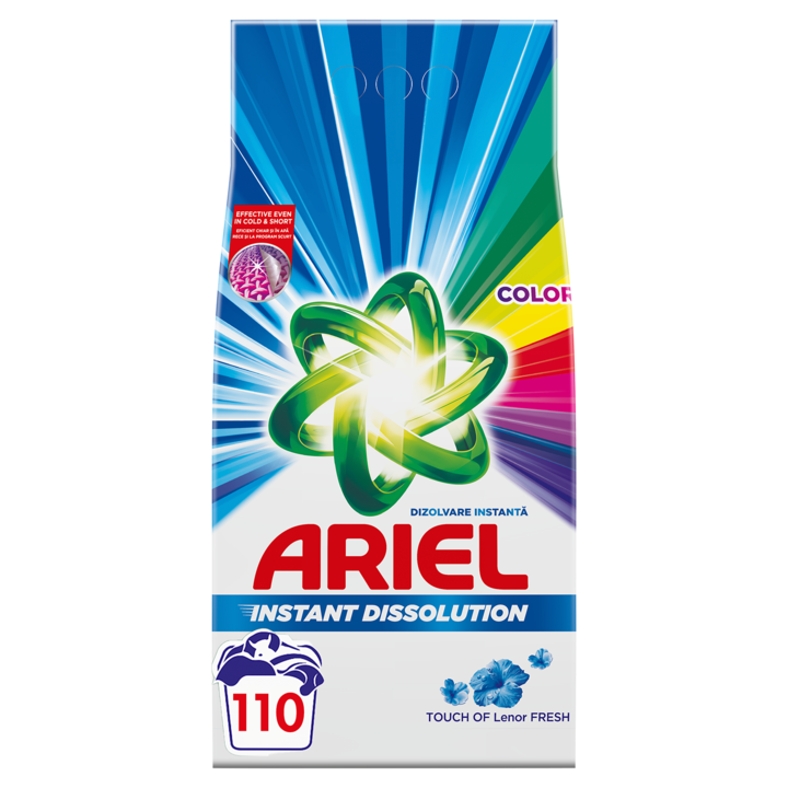 Detergent de rufe pudra Ariel Touch of Lenor Fresh Color, 8.25kg, 110 spalari