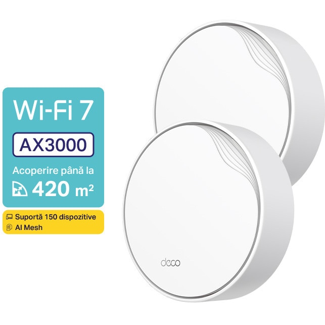 Sistem Mesh Wi-Fi TP-Link Deco X50-PoE(2-pack), Dual-Band, Wi-Fi 6