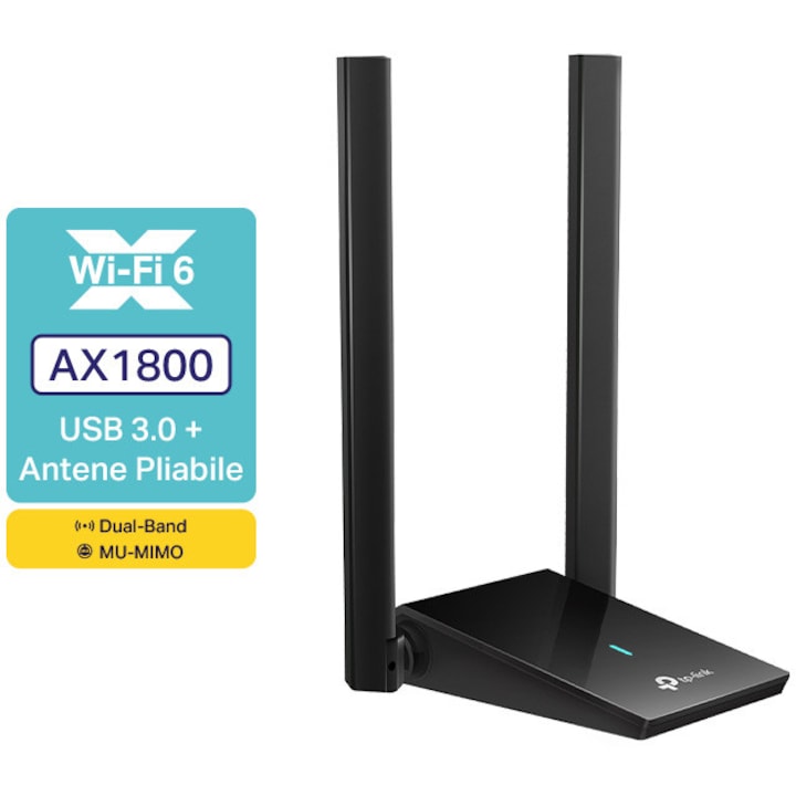 Adaptor Wireless TP-Link Archer TX20U Plus, AX1800, Dual-Band, WiFi 6, MU-MIMO, USB 3.0
