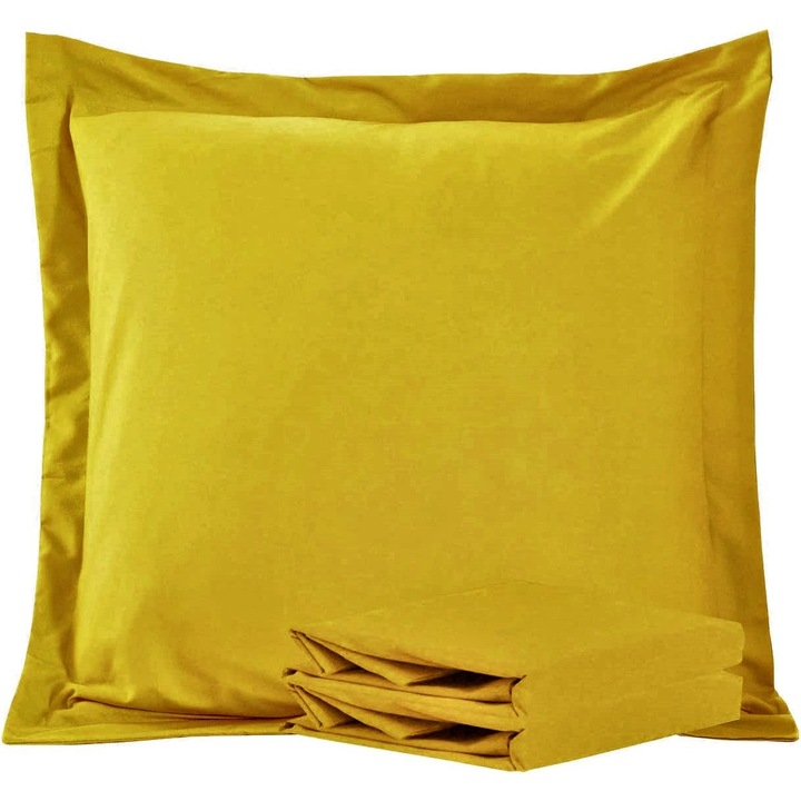 Set 2 fete de perna 70 x 70 cm bumbac ranforce galben mustar