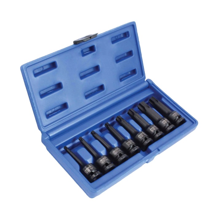 Set chei tubulare de impact tip torx, T30 - T80 1/2", 8 piese, Asta