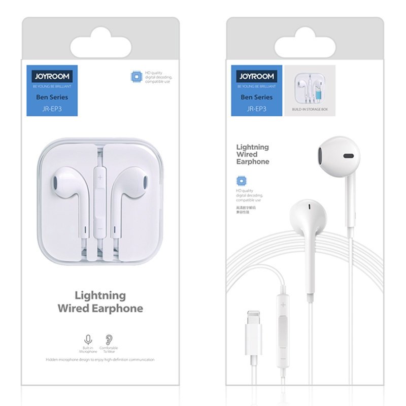 Casti audio Joyroom, compatibil Apple, microfon incorporat, lungime cablu 1.2m, alb