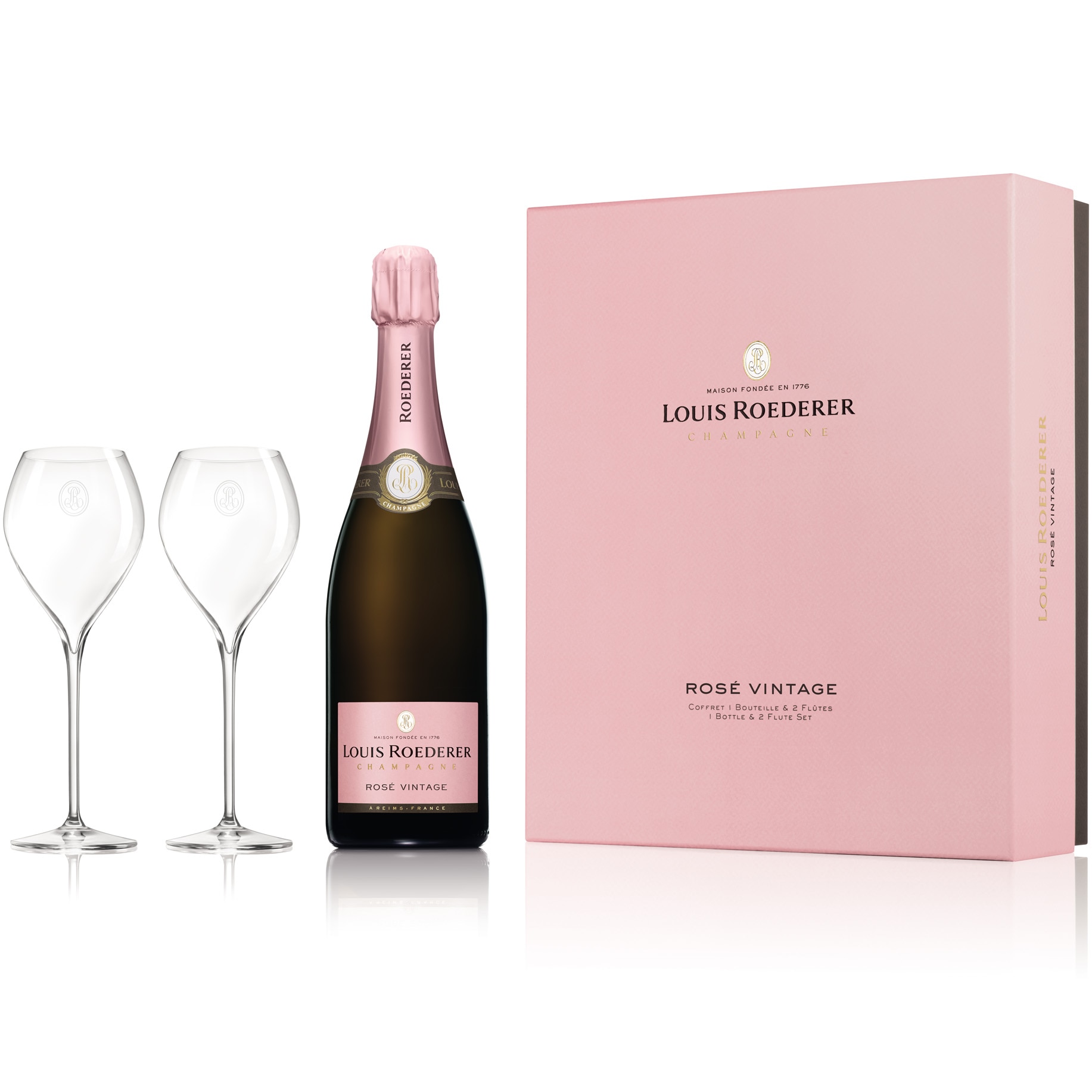 Sampanie Rose Louis Roederer, Brut Vintage, 0.75l + 2 pahare