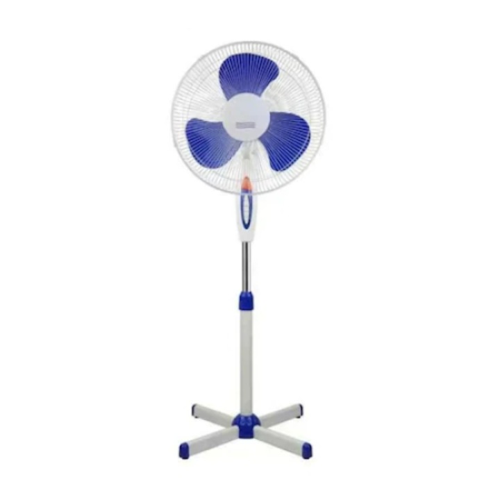 Padlóventilátor, oszcilláló, teljesítmény 40 W, 3 sebességfokozat, állítható magasság 100 - 128 cm, fehér/kék