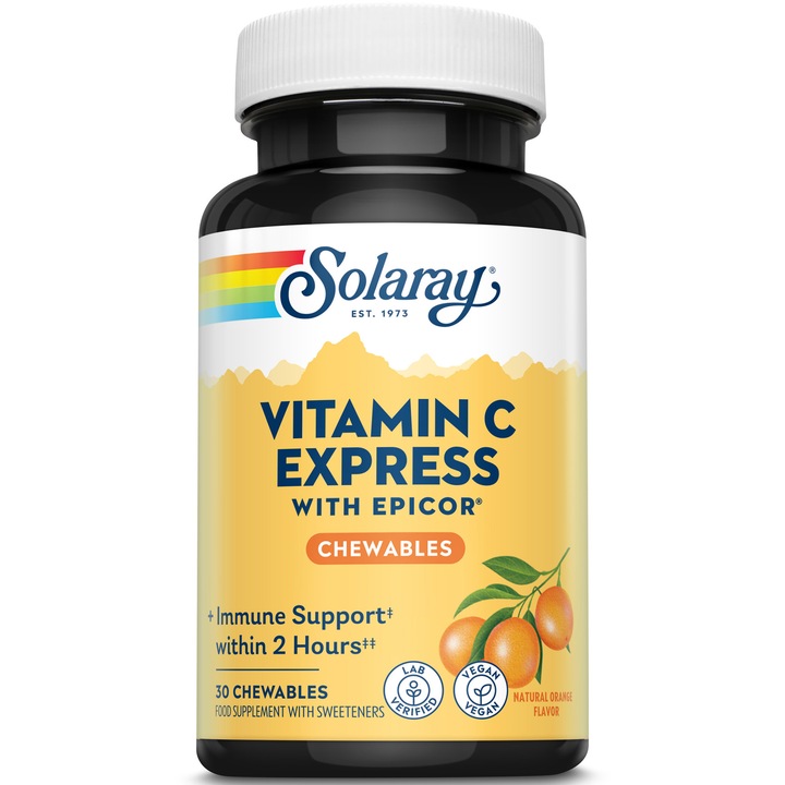 Vitamin C Express Solaray, Secom, 30 tablete masticabile