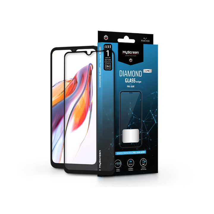 Xiaomi Redmi 12C/Redmi 11A edzett üveg képernyővédő fólia - MyScreen Protector Diamond Glass Lite Edge2.5D Full Glue - fekete