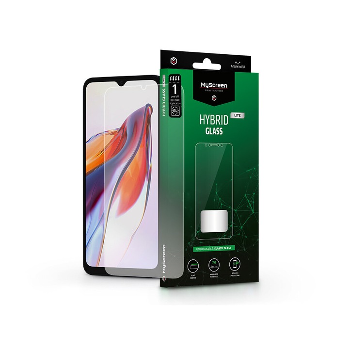 Folie protectie telefon, MyScreen, Compatibila cu Xiaomi Redmi 12C, Hybrid Glass Lite, Transparent