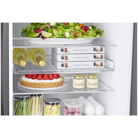 Combina frigorifica Samsung RB38C7B5C12/EF, Bespoke, 390 l, Clasa C, Total No Frost, All Around & Metal Cooling, Compresor Digital Inverter, WiFi, AI Energy, Smart Control, H 203 cm, Sticla alba