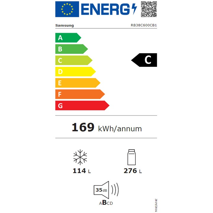 Combina frigorifica Samsung RB38C600CB1/EF, 390 l, Clasa C, Total No Frost, All Around Cooling, Compresor Digital Inverter, WiFi, AI Energy, Smart Control, H 203 cm, Dark Inox